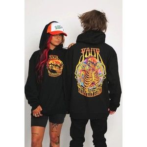 Your Highness Consciousness Mens Black Graphic Hoodie Sweatshirt Size S